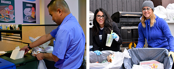 Gerry, Leila and Jessie taking part in the waste audit