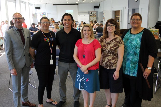 Dr. Randy Wimmer (Dean of Education), Holly Yuzicapi, Jeremy Albert, Laurel Nikolai, Nicole Schutz and Dr. Kathy Robinson