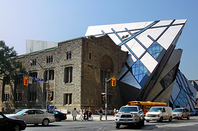 The Royal Ontario Museum from Avenue Road and Bloor.
